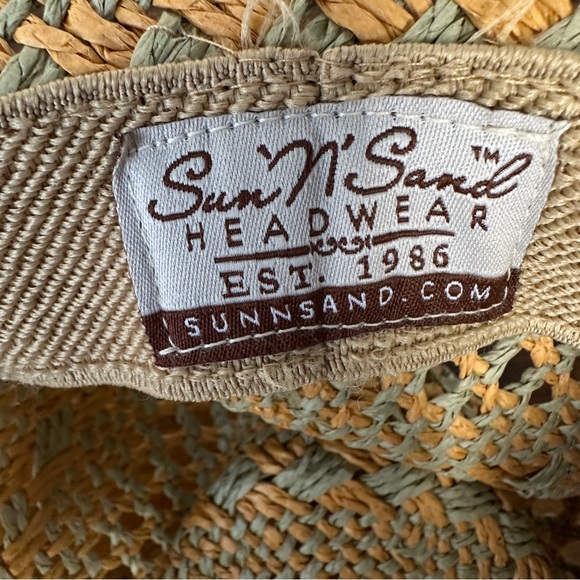 Sun 'N' Sand Woven Straw Cowboy Hat Western Sun Hat Braided Leather Band Boho - Picture 7 of 8